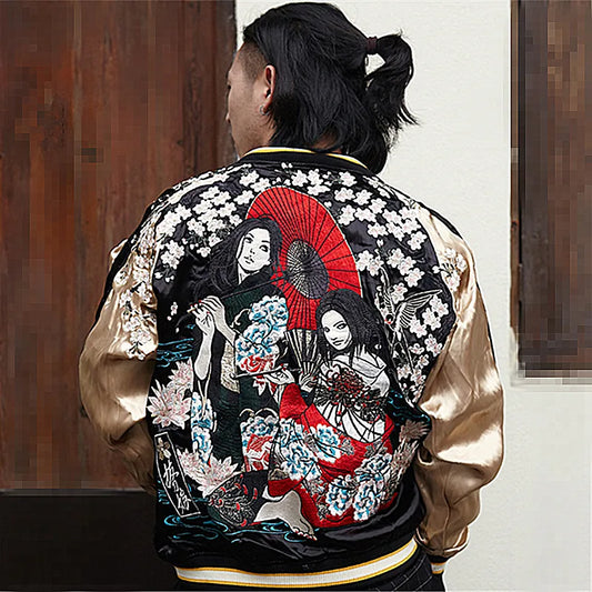 Sakura Geisha Girl Sukajan Souvenir Jackets